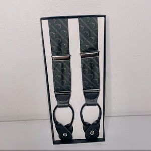 NWOT New in Box Buffalo Trace Suspenders Green and Gold with Black Leather